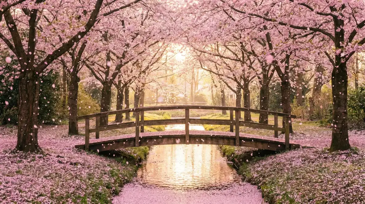 樱花桥畔 - 茄子视频 唯美风景